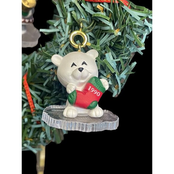 1990 Hallmark Keepsake Xmas Ornament Little Frosty Friends Complete Set Wreath - Picture 4 of 6